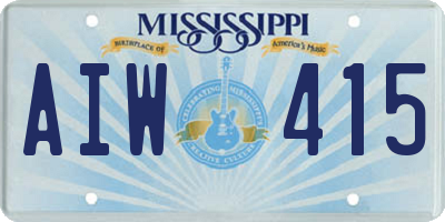 MS license plate AIW415
