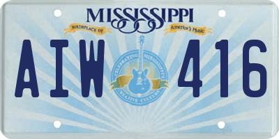 MS license plate AIW416