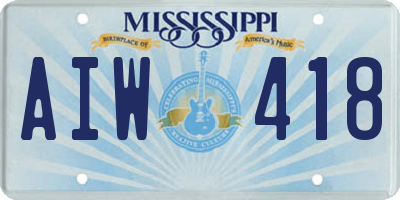 MS license plate AIW418