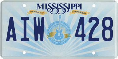 MS license plate AIW428
