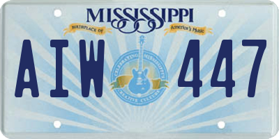MS license plate AIW447