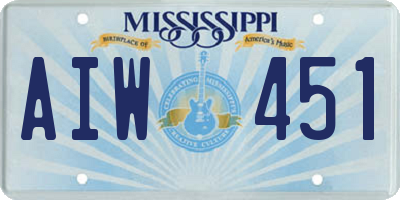 MS license plate AIW451