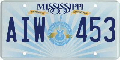 MS license plate AIW453