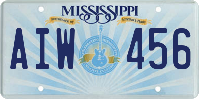 MS license plate AIW456