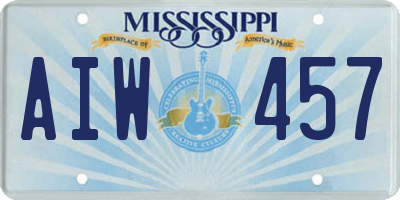MS license plate AIW457