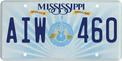 MS license plate AIW460