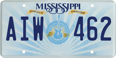 MS license plate AIW462