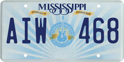 MS license plate AIW468