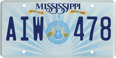 MS license plate AIW478