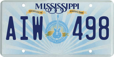 MS license plate AIW498