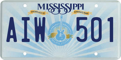 MS license plate AIW501
