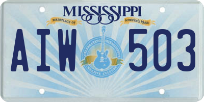 MS license plate AIW503