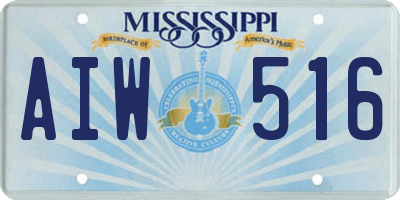 MS license plate AIW516
