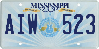 MS license plate AIW523