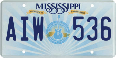 MS license plate AIW536