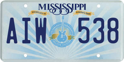 MS license plate AIW538