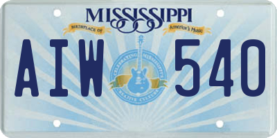 MS license plate AIW540