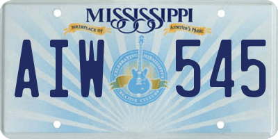 MS license plate AIW545