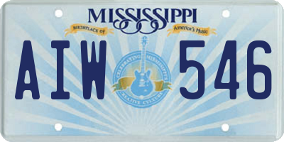 MS license plate AIW546