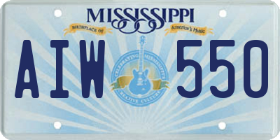MS license plate AIW550
