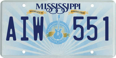 MS license plate AIW551
