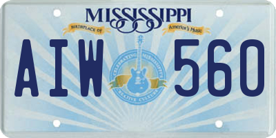 MS license plate AIW560