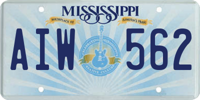 MS license plate AIW562
