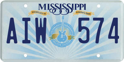 MS license plate AIW574