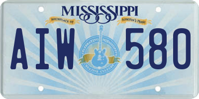 MS license plate AIW580