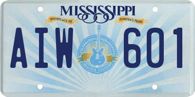 MS license plate AIW601