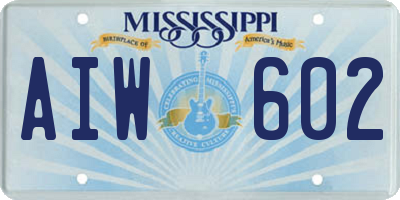 MS license plate AIW602
