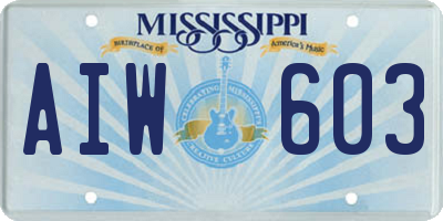 MS license plate AIW603