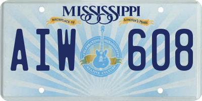 MS license plate AIW608
