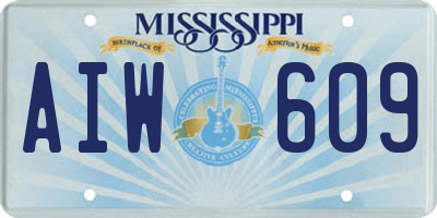 MS license plate AIW609