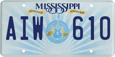 MS license plate AIW610