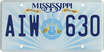 MS license plate AIW630