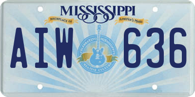 MS license plate AIW636