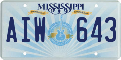 MS license plate AIW643
