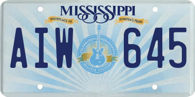 MS license plate AIW645