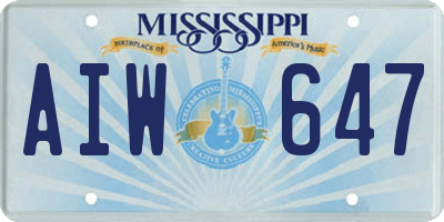 MS license plate AIW647