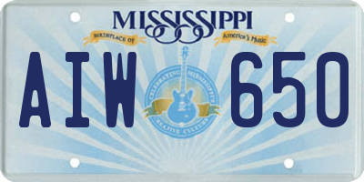 MS license plate AIW650