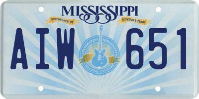 MS license plate AIW651