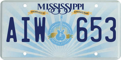 MS license plate AIW653
