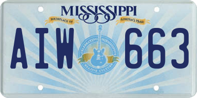 MS license plate AIW663