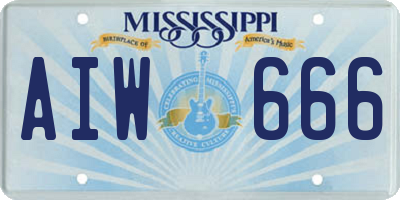 MS license plate AIW666