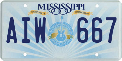 MS license plate AIW667