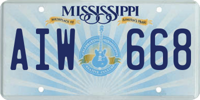 MS license plate AIW668
