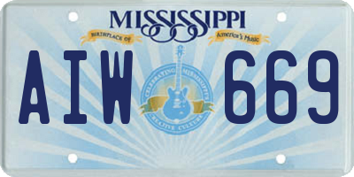MS license plate AIW669