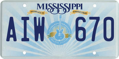 MS license plate AIW670