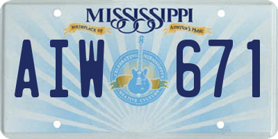 MS license plate AIW671